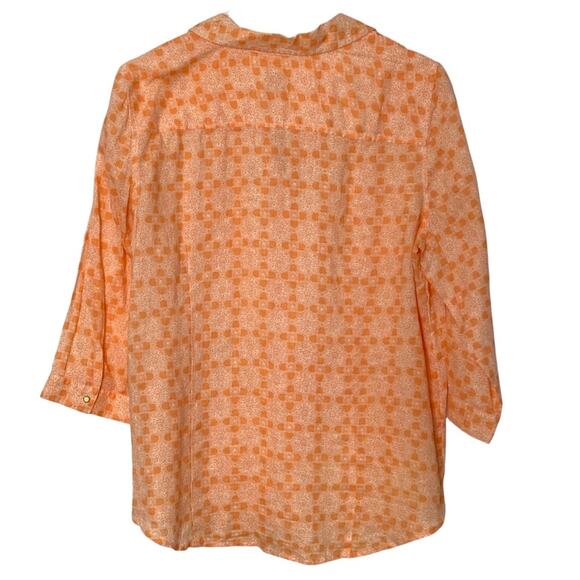 Chico’s Woodblock Print Blouse in Cantaloupe Size 2 - Picture 2 of 4